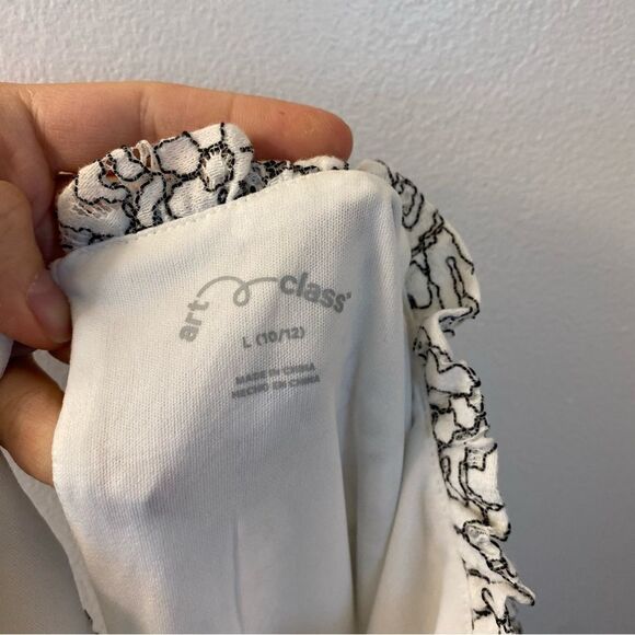 Art Class black and white lace long elastic cuff sleeve girl dress L 10/12 - Picture 7 of 9